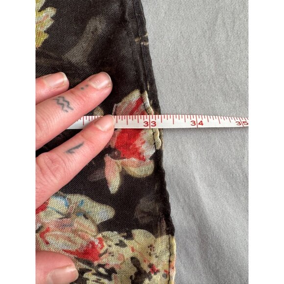 Floral & Bird Print Sheer Black Scarf Wrap Lightweight - Picture 5 of 6